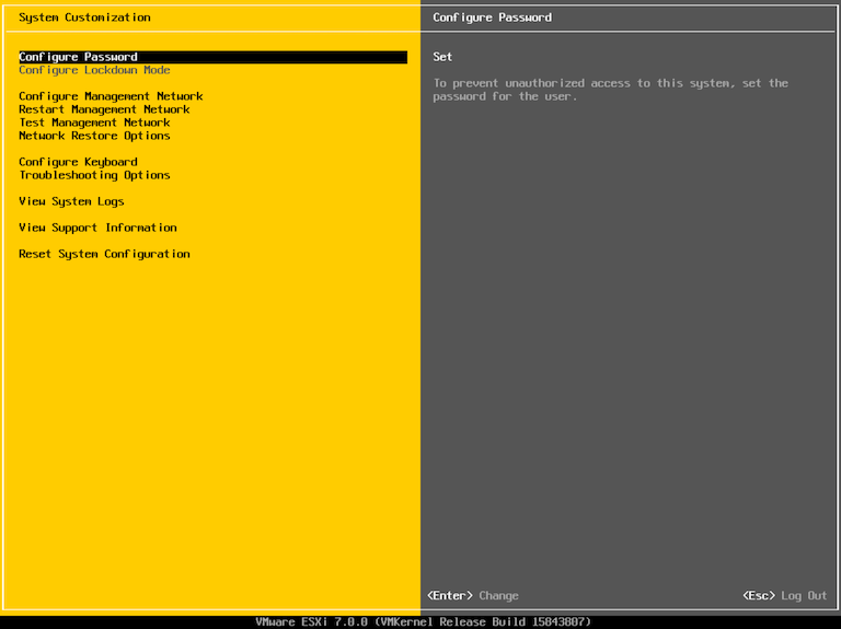 You can control a few essential settings and do some troubleshooting from the DCUI, if necessary.