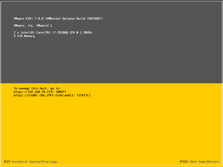 If you plug a display on your machine, all you’ll see is the ESXi Direct Console User Interface.