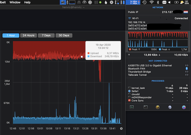 iStat Menus showing how my transfer rate is ten times or so slower than it theoretically should be in an ideal world.