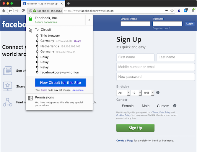 Using the Tor Browser. Facebook is one of the few major websites that has an onion service.